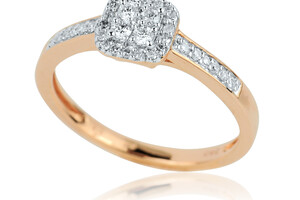 23 ZLATÝ PRSTEN S DIAMANTY RŮŽOVÉ ZLATO 14 Kt